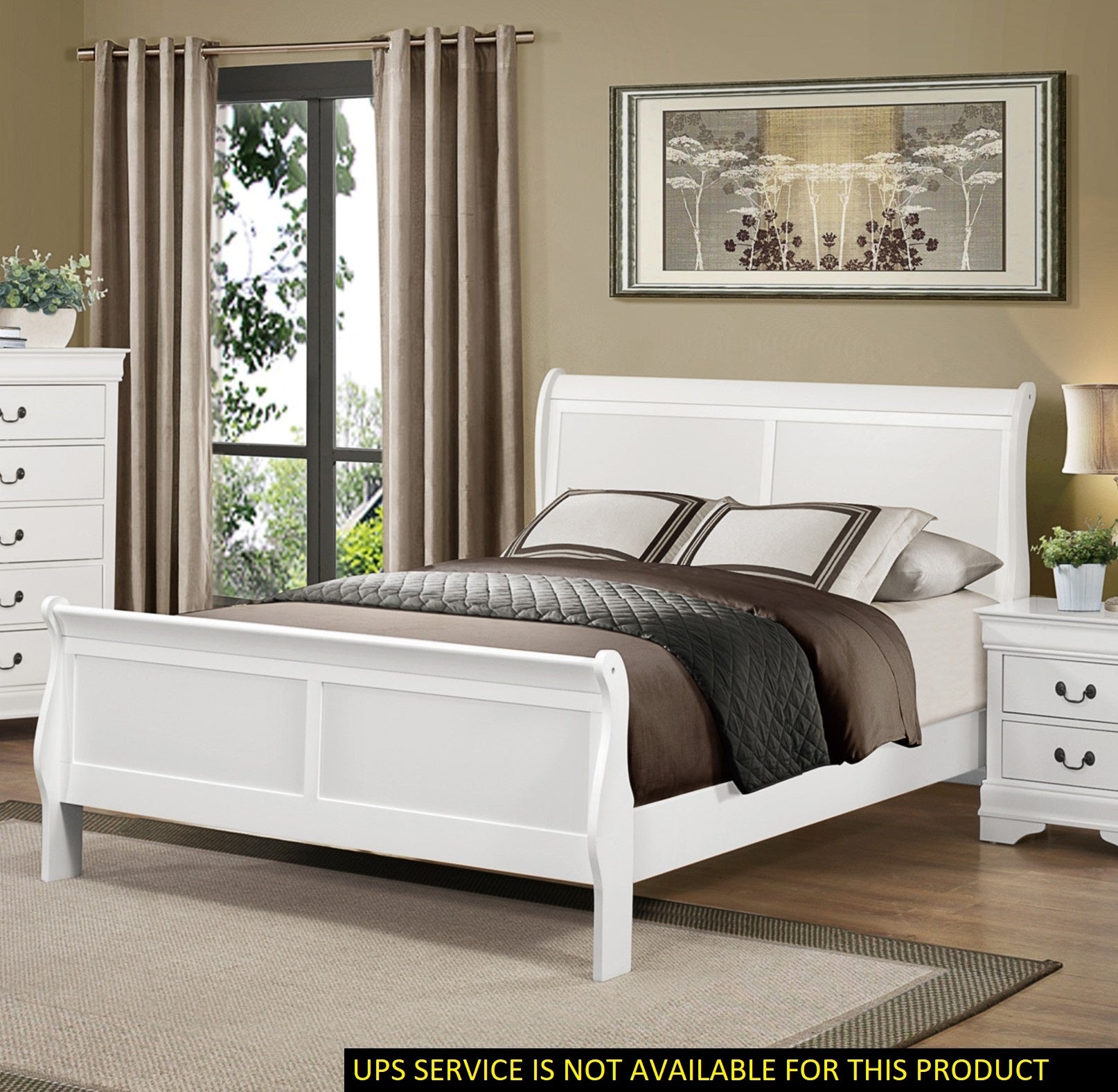 Classic Louis Philipe Style White Full Size Bed 1Pc Traditional Design Bedroom Furniture Sleigh Bed Box Spring Required Full White Wood Bedroom Traditional,Transitional Bed Frame Wood