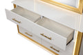 Contemporary Style 5Pc Queen Bedroom Set Made With Wood & Gold Finish Box Spring Not Required Queen White Wood 5 Piece Set Bedroom Bed Included,Chest Included,Dresser Included,Mirror Included,Nightstand Included Contemporary,Modern Solid Wood Mdf Built