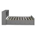 Full Size Wood Pltaform Bed With Win Size Trundle, 3 Drawers, Upper Shelves And A Set Of Usb Ports & Sockets, Gray Gray Solid Wood Mdf