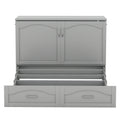 Full Size Murphy Bed Wall Bed With Drawer And A Set Of Sockets & Usb Ports, Pulley Structure Design, Gray Gray Solid Wood Mdf