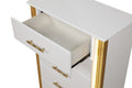 Contemporary Style 5Pc Queen Bedroom Set Made With Wood & Gold Finish Box Spring Not Required Queen White Wood 5 Piece Set Bedroom Bed Included,Chest Included,Dresser Included,Mirror Included,Nightstand Included Contemporary,Modern Solid Wood Mdf Built