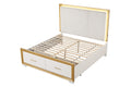 Contemporary Style 5Pc Queen Bedroom Set Made With Wood & Gold Finish Box Spring Not Required Queen White Wood 5 Piece Set Bedroom Bed Included,Chest Included,Dresser Included,Mirror Included,Nightstand Included Contemporary,Modern Solid Wood Mdf Built