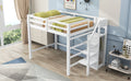 Full Size Loft Bed With Built In Storage Wardrobe And Staircase, White Old Sku:Sm000527Aak Box Spring Not Required Full White Wood Bedroom Pine