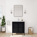 30 Inch Freestanding Bathroom Vanity With Ceramic Sink Black 2 Bathroom Freestanding Modern Steel