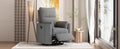 Upholstered Swivel Recliner Manual Rocker Recliner Chair Baby Nursery Chair With Two Removable Pillows For Living Room, Dark Grey Dark Grey Foam Linen