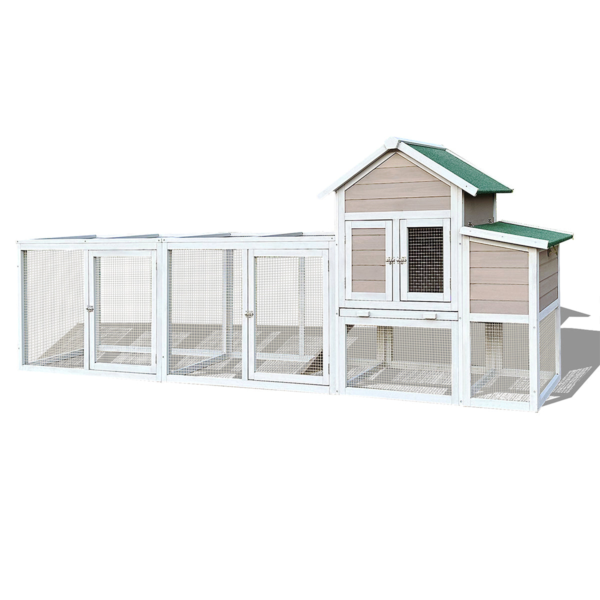 122" Large Gray Wood Chicken Coop Hen House Pet Rabbit Hutch Wooden Pet Cage Backyard With Nesting Box Gray Wood