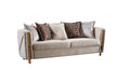 Thick Velvet Fabric Upholstered 3Pc Living Room Set Made With Wood In Beige Beige Velvet Wood Primary Living Space Soft Cushion Back Contemporary,Modern Solid Wood Mdf Wood 6 Seat