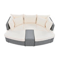 6 Piece Patio Outdoor Conversation Round Sofa Set, Pe Wicker Rattan Separate Seating Group With Coffee Table, Beige Yes Deep Seating Beige Weather Resistant Frame Water Resistant Cushion Garden & Outdoor Sofa Seating Groups Foam Rattan