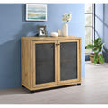 Golden Oak Accent Cabinet With Mesh Door Standard 3 4 Shelves Oak Brown Primary Living Space Shelves Included Transitional Wood