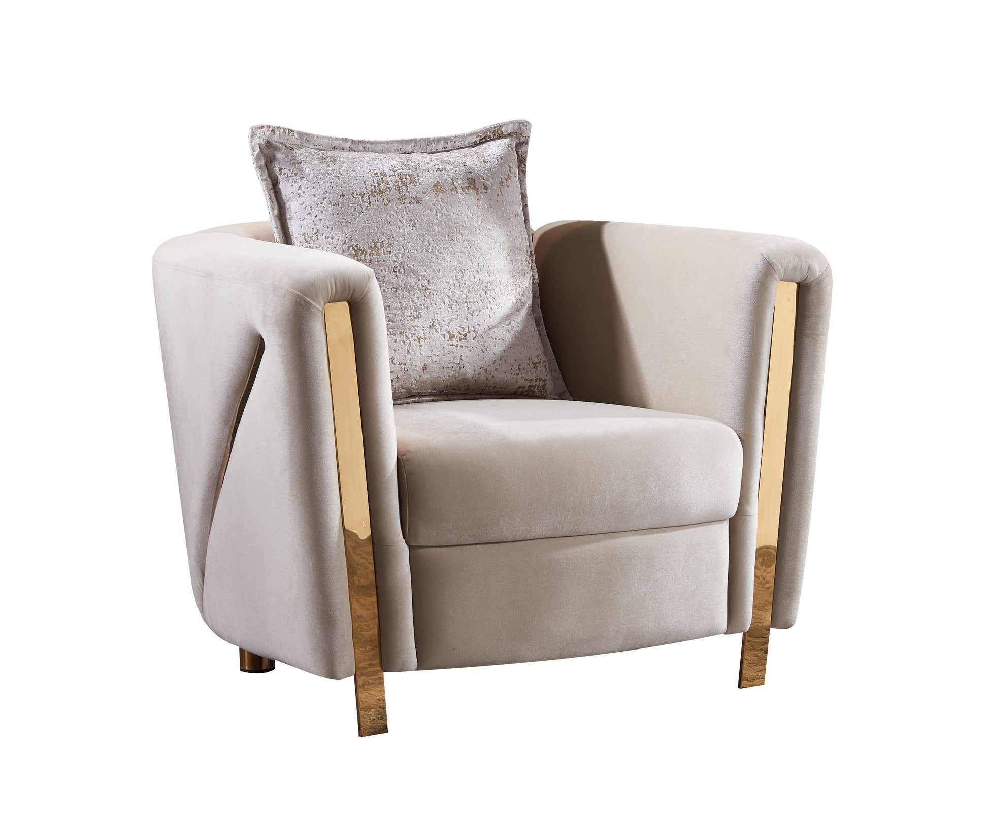 Thick Velvet Fabric Upholstered Chair Made With Wood In Beige Beige Primary Living Space Contemporary,Modern Velvet Wood