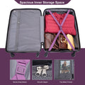 Expandable 3 Piece Luggage Sets Pc Lightweight & Durable Suitcase With Two Hooks, Spinner Wheels, Tsa Lock, 21 25 29 Dark Purple Dark Purple Pc