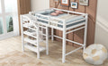 Full Size Loft Bed With Built In Storage Staircase And Hanger For Clothes, White Box Spring Not Required Full White Wood Bedroom Pine