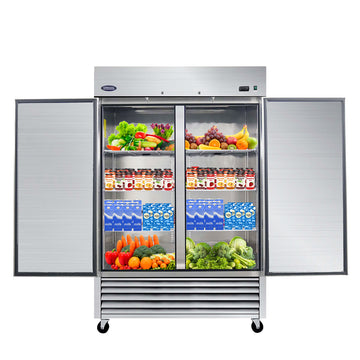 Orikool 54" Commercial Refrigerator 49 Cu.Ft With 2 Solid Door Reach In Refrigerators Stainless Steel Etl Approved Upright Fridge Storage Silver Stainless Steel