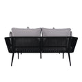 Outdoor Patio Daybed, Woven Nylon Rope Backrest With Washable Cushions For Balcony, Poolside, Set For 2 Person, Gray Yes Complete Patio Set Black Gray Weather Resistant Frame Stain Resistant Cushions Garden & Outdoor Casual Complete Patio Sets Foam Pvc