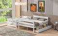 Wood Twin Over Full Bunk Bed With 2 Drawers, White Box Spring Not Required White Wood Bedroom Bunk Solid Wood Mdf