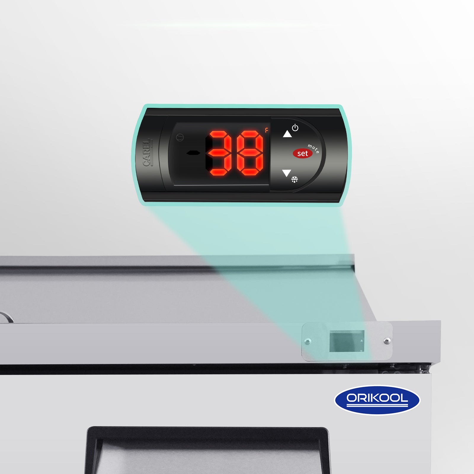 Orikool 60 In Commercial Refrigerators Sandwich&Salad Prep Table With A Butcher Block Cutting Board, Protection Lid, Cold Storage, Etl Certified Silver Stainless Steel