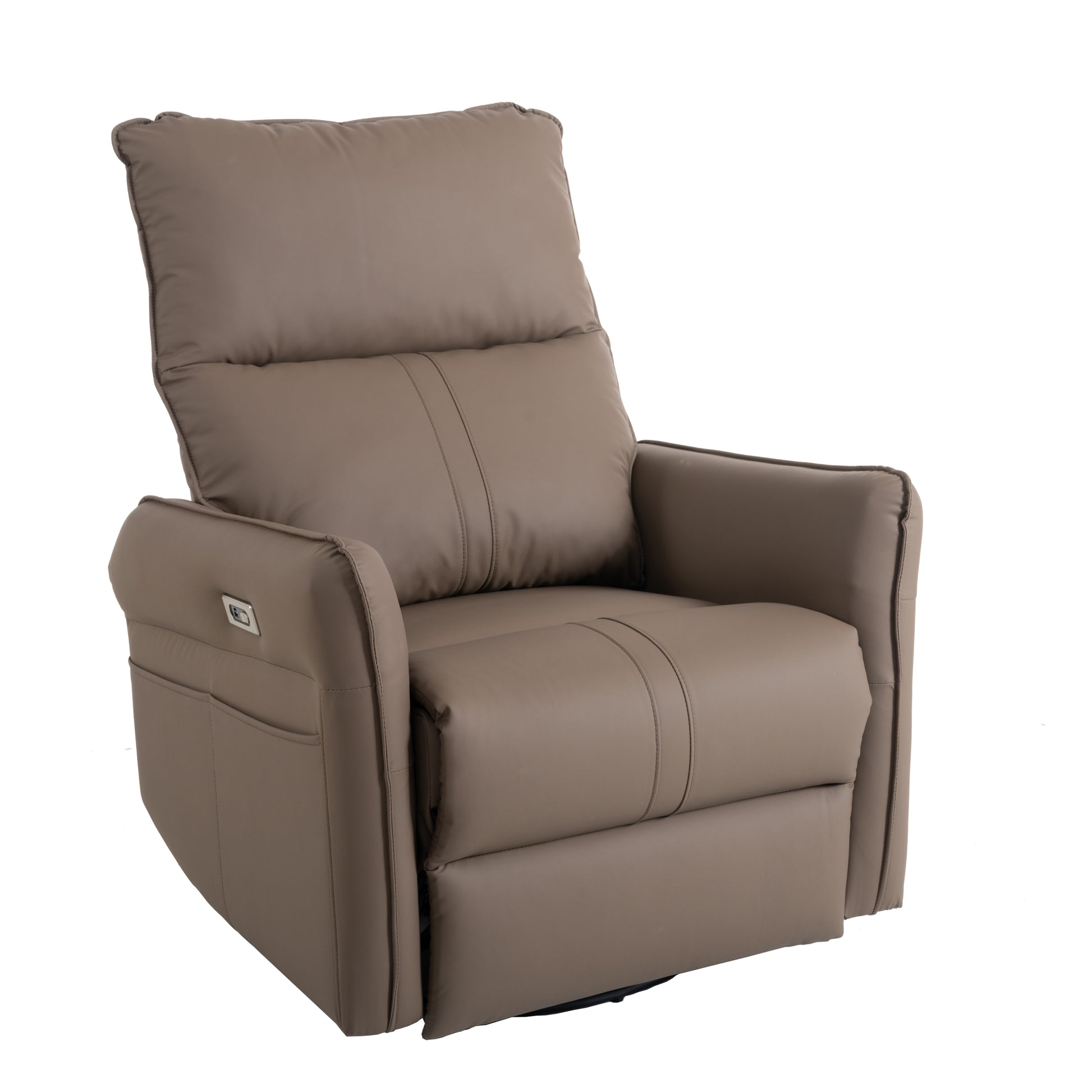 270 Power Swivel Rocker Recliner Chair, Electric Glider Reclining Sofa With Usb Ports, Power Swivel Glider, Rocking Chair Nursery Recliners For Living Room Bedroom Brown Solid Brown Light Brown Primary Living Space Foam Wipe Clean Rectangular