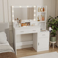 The White Vanity With A Mirror Is Equipped With A Hair Dryer Rack, While The Vanity In The Bedroom And Dressing Room Comes With A Dressing Pad Hinged White Drawer 3 Drawers Bedroom American