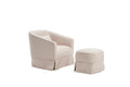 Swivel Barrel Chair With Ottoman, Swivel Accent Chairs Armchair For Living Room, Reading Chairs For Bedroom Comfy, Round Barrel Chairs With Black Metal Base Beige Beige Primary Living Space Modern Linen