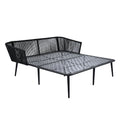 Outdoor Patio Daybed, Woven Nylon Rope Backrest With Washable Cushions For Balcony, Poolside, Set For 2 Person, Gray Yes Complete Patio Set Black Gray Weather Resistant Frame Stain Resistant Cushions Garden & Outdoor Casual Complete Patio Sets Foam Pvc