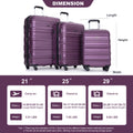 Expandable 3 Piece Luggage Sets Pc Lightweight & Durable Suitcase With Two Hooks, Spinner Wheels, Tsa Lock, 21 25 29 Dark Purple Dark Purple Pc