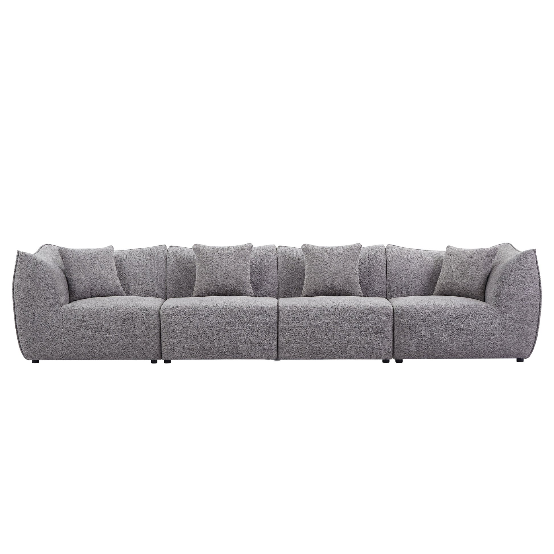 145 Inch Modular Sectional Couch 4 Seater Sectional Sofa Convertible Comfy Couches For Living Room Apartment, Office,Grey Gray Teddy