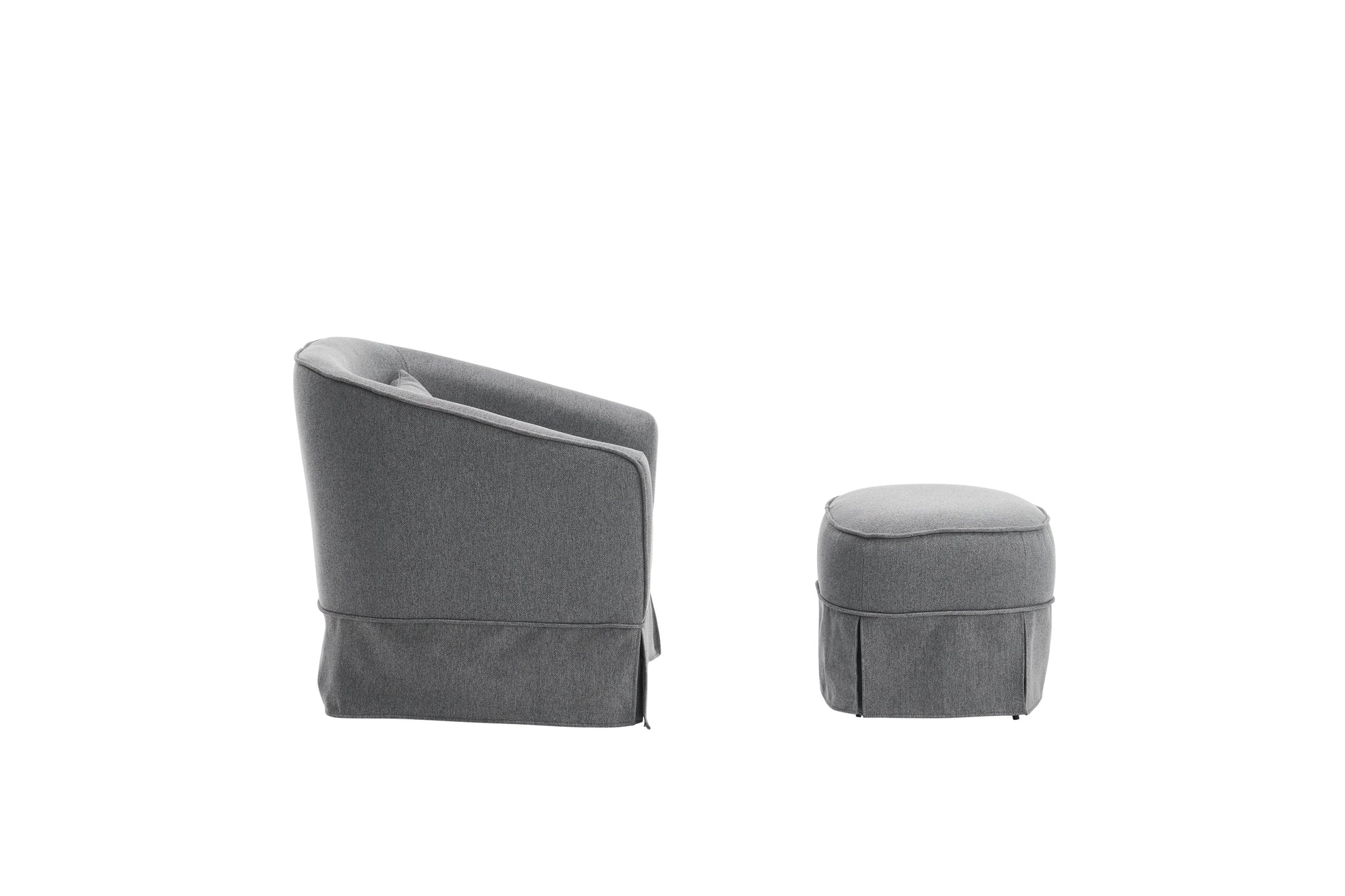 Swivel Barrel Chair With Ottoman, Swivel Accent Chairs Armchair For Living Room, Reading Chairs For Bedroom Comfy, Round Barrel Chairs With Black Metal Base Dark Grey Dark Gray Primary Living Space Modern Linen