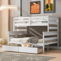 Wood Twin Over Full Bunk Bed With 2 Drawers, White Box Spring Not Required White Wood Bedroom Bunk Solid Wood Mdf