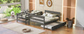 Wood Twin Over Full Bunk Bed With Twin Size Trundle, Gray Box Spring Not Required Gray Wood Bedroom Solid Wood Mdf