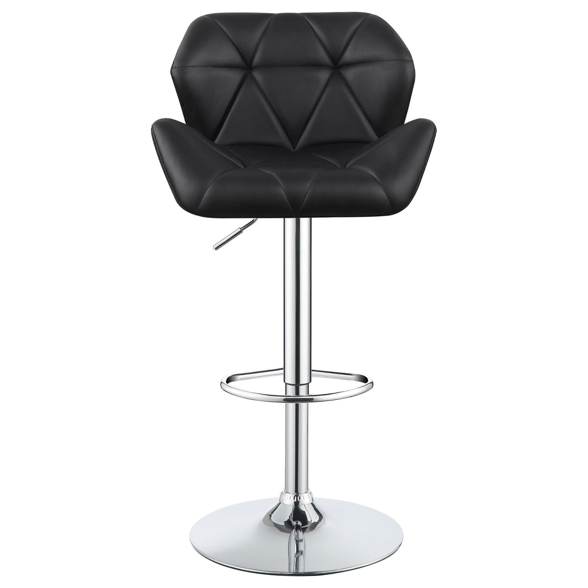 Chrome And Black Adjustable Bar Stool Set Of 2 Solid Black Dining Room Spot Clean Contemporary,Modern Bar Stools Tufted Back Foam Upholstered