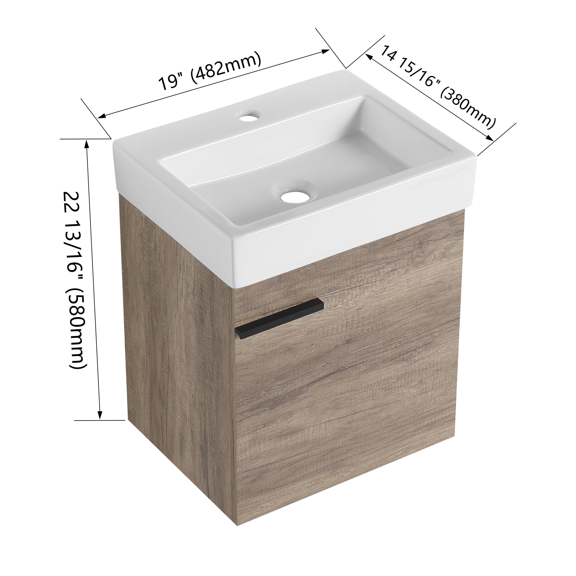 18 Inch Bathroom Vanity With Top, Small Bathroom Vanity And Sink Grey 1 Bathroom Wall Mounted Modern Plywood