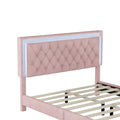 3 Pieces Bedroom Sets,Queen Size Upholstered Platform Bed With Led Lights And Two Nightstands Pink Queen Pink 3 Piece Set Velvet