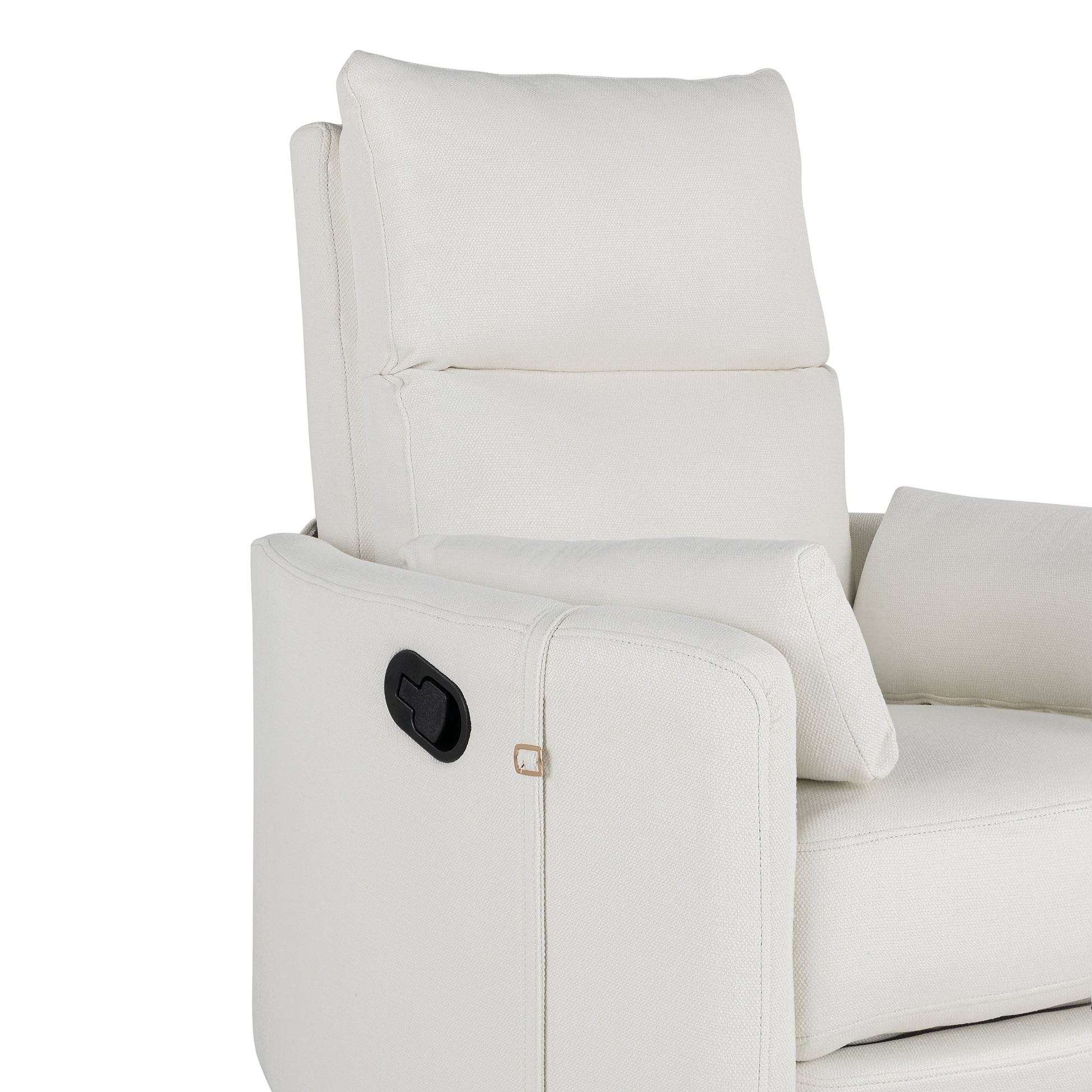 Upholstered Swivel Recliner Manual Rocker Recliner Chair Baby Nursery Chair With Two Removable Pillows For Living Room, Beige Beige Foam Linen