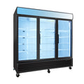 Orikool Glass Door Merchandiser Freezer 70 Cu.Ft Swing Door Commercial Reach In Display Freezers With Led Top Panel Upright Freeze Storage Black Steel