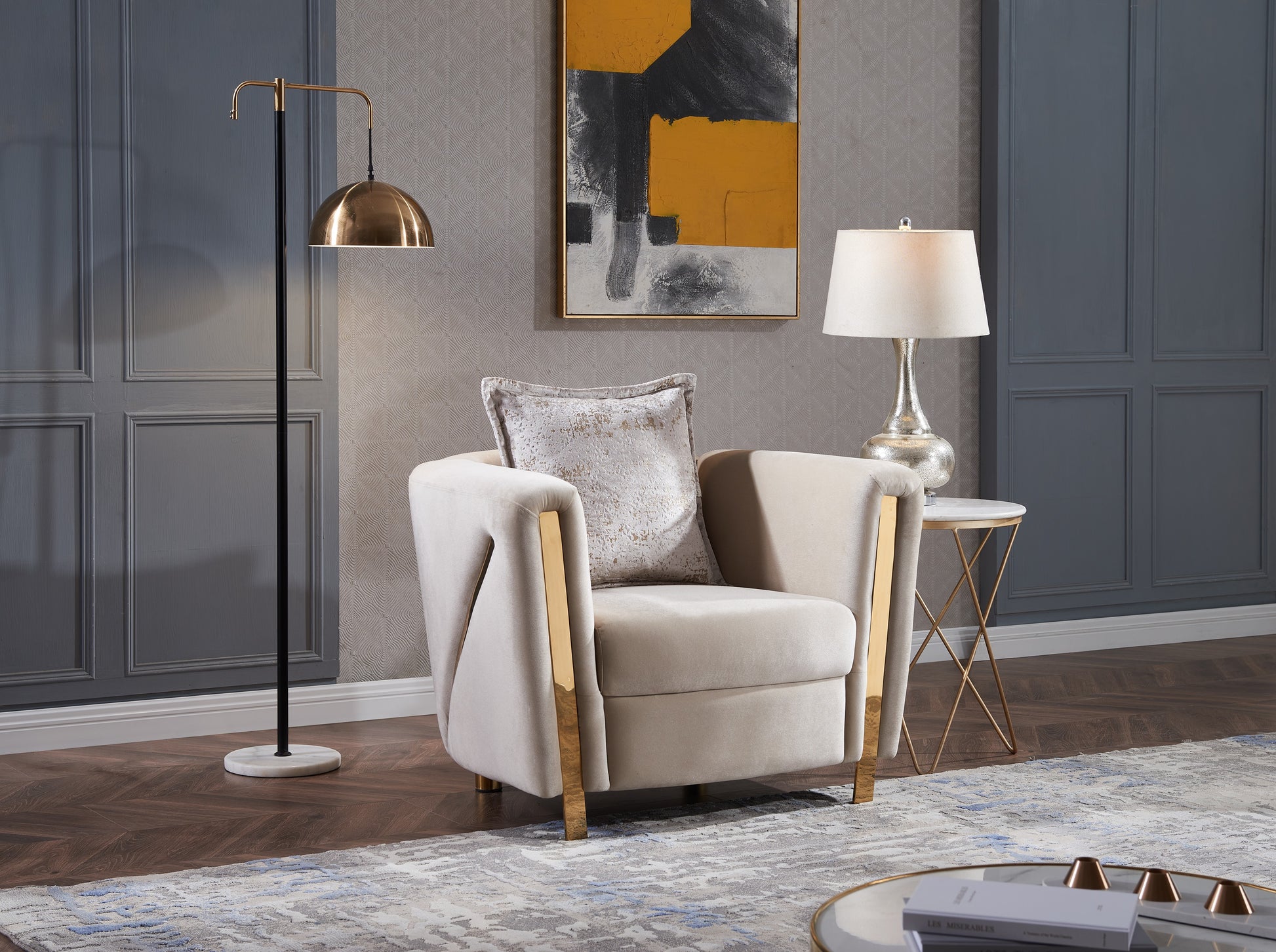 Thick Velvet Fabric Upholstered 3Pc Living Room Set Made With Wood In Beige Beige Velvet Wood Primary Living Space Soft Cushion Back Contemporary,Modern Solid Wood Mdf Wood 6 Seat