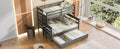 Wood Twin Over Full Bunk Bed With Twin Size Trundle, Gray Box Spring Not Required Gray Wood Bedroom Solid Wood Mdf