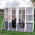 Greenhouse, Wooden Lean To Greenhouses For Outdoors, Heavy Duty Walk In Green House For Outside Winter, Large Hot House For Sunroom Storage Shed, Garden, Backyard 103.9''X98.4''X77.6'' White Gray Weather Resistant Frame Garden & Outdoor Wood Glass