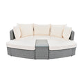 6 Piece Patio Outdoor Conversation Round Sofa Set, Pe Wicker Rattan Separate Seating Group With Coffee Table, Beige Yes Deep Seating Beige Weather Resistant Frame Water Resistant Cushion Garden & Outdoor Sofa Seating Groups Foam Rattan