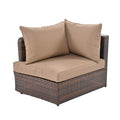 6 Piece Patio Outdoor Conversation Round Sofa Set, Pe Wicker Rattan Separate Seating Group With Coffee Table, Brown Yes Deep Seating Brown Weather Resistant Frame Water Resistant Cushion Garden & Outdoor Sofa Seating Groups Foam Rattan