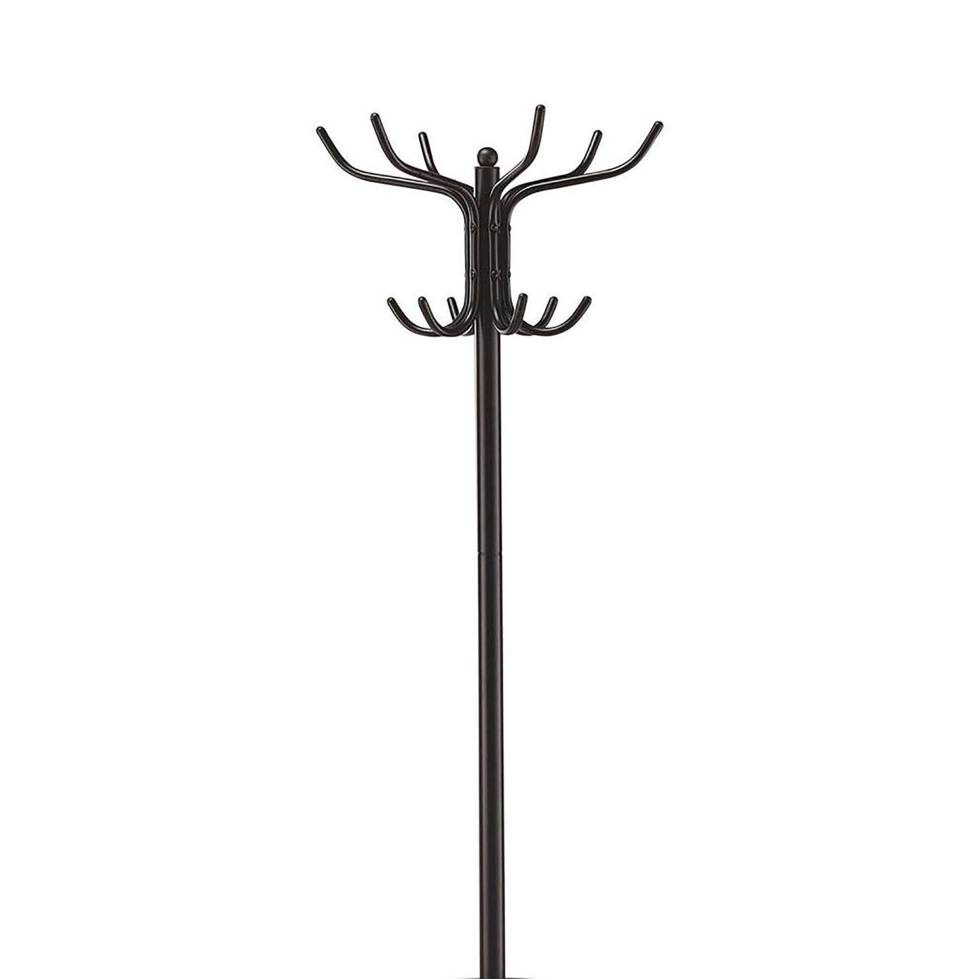 Black 12 Hook Coat Rack Black Primary Living Space Traditional Metal