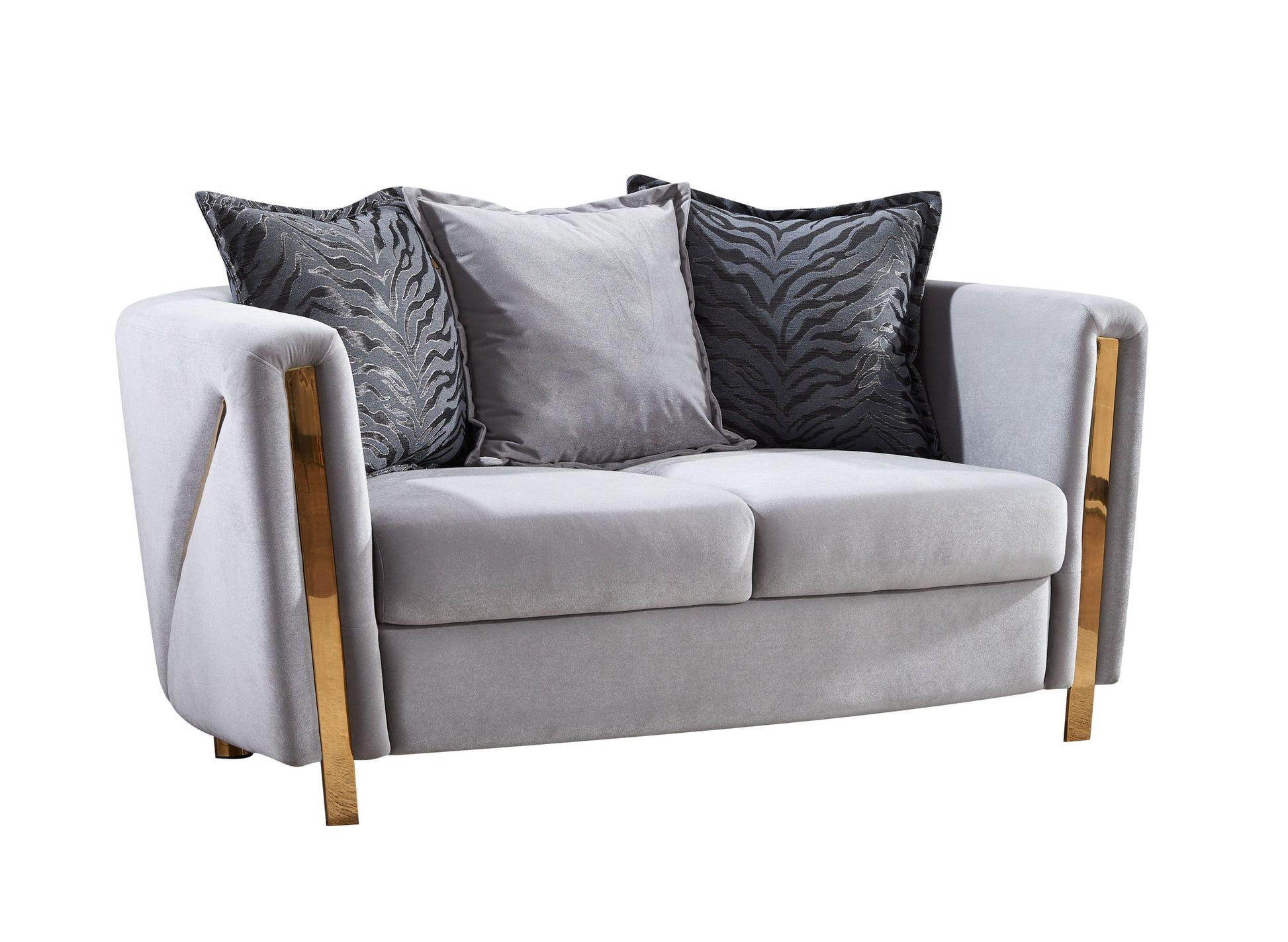 Chanelle Thick Velvet Fabric Upholstered Loveseat Made With Wood In Gray Gray Velvet Wood Primary Living Space Soft Cushion Back Contemporary,Modern Velvet Wood