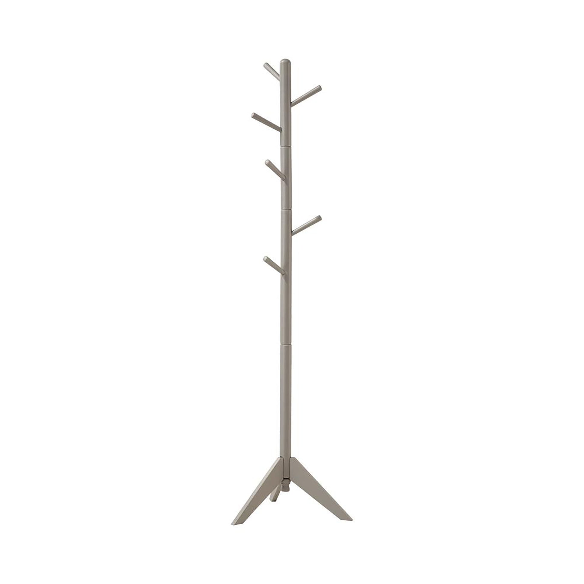 Grey 6 Hook Coat Rack Grey Gray Primary Living Space Contemporary,Modern Rubberwood Wood