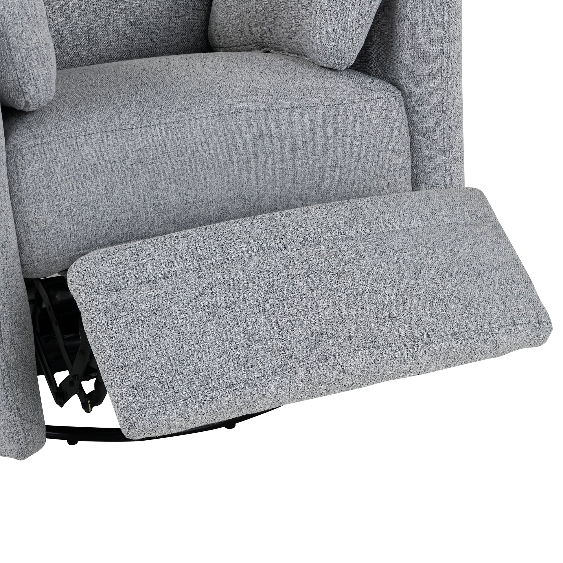 Upholstered Swivel Recliner Manual Rocker Recliner Chair Baby Nursery Chair With Two Removable Pillows For Living Room, Dark Grey Dark Grey Foam Linen