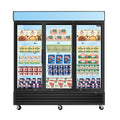 Orikool Glass Door Merchandiser Freezer 70 Cu.Ft Swing Door Commercial Reach In Display Freezers With Led Top Panel Upright Freeze Storage Black Steel