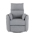 Upholstered Swivel Recliner Manual Rocker Recliner Chair Baby Nursery Chair With Two Removable Pillows For Living Room, Dark Grey Dark Grey Foam Linen