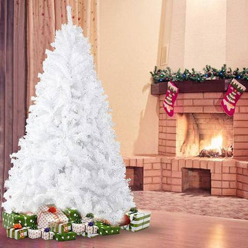 7Ft High Christmas Tree 1000 Tips Decorate Pine Tree With Metal Legs White With Decorations White Pvc