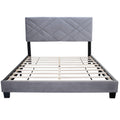 Gray Collection Queen Size Upholstered Headboard Adjustable Bed Frame Velvet Fabric Hot Style Super Popular Series Box Spring Not Required Queen Gray Wood Espresso Bedroom Minimalist,Modern,Shabby Chic,Ultra Modern Rubberwood Adjustable Bedbase Fiber