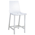 Clear And Chrome Counter Height Stools Set Of 2 Solid Clear Dining Room Wipe Clean Contemporary,Modern Bar Stools Solid Back Acrylic