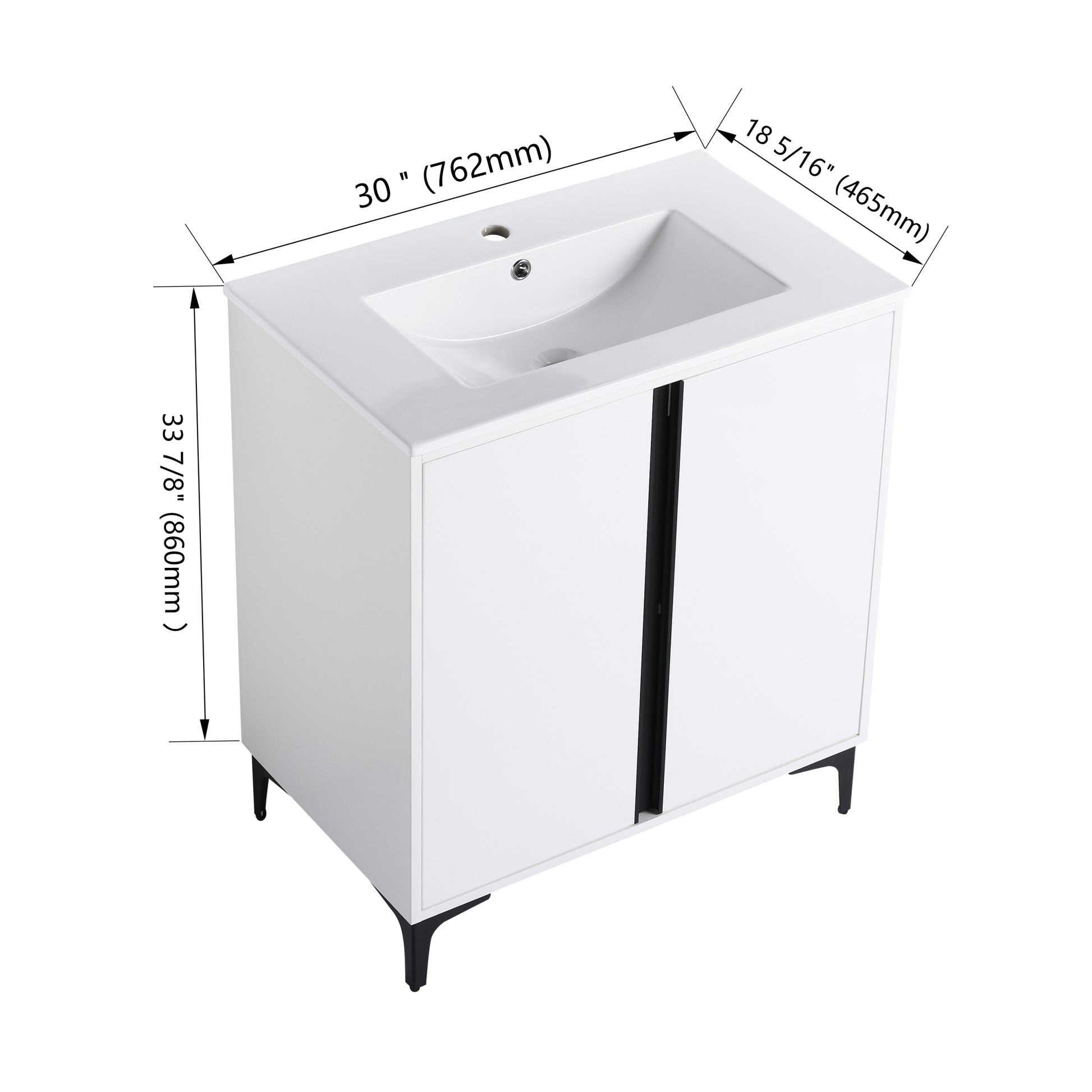 30" Freestanding Bathroom Vanity With Ceramic Sink Bvb06730Wh Bl9075B White 2 Bathroom Freestanding Modern Plywood