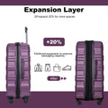 Expandable 3 Piece Luggage Sets Pc Lightweight & Durable Suitcase With Two Hooks, Spinner Wheels, Tsa Lock, 21 25 29 Dark Purple Dark Purple Pc